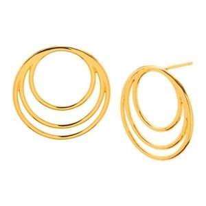18K Gold Plated Layered Ring Earrings